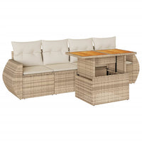 Set Divano da Giardino 5 pz con Cuscini Beige in Polyrattan 3327208