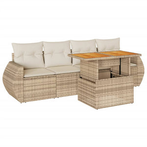 Set Divano da Giardino 5 pz con Cuscini Beige in Polyrattan 3327208
