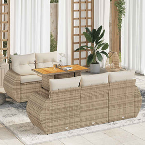 vidaXL Set Divano da Giardino 6 pz con Cuscini Beige in Polyrattan