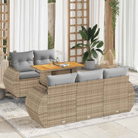 vidaXL Set Divano da Giardino 6 pz con Cuscini Beige in Polyrattan