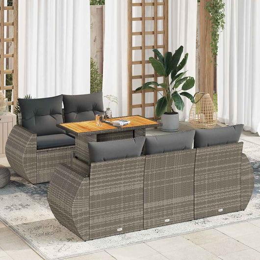 vidaXL Set Divano da Giardino 6 pz con Cuscini Grigio in Polyrattan