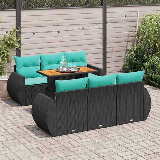 Set Divani da Giardino con Cuscini 7pz Nero Polyrattan 3327221