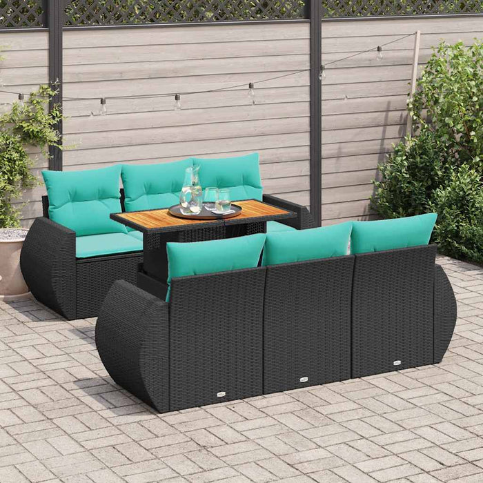 Set Divani da Giardino con Cuscini 7pz Nero Polyrattan 3327221