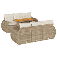 Set Divani da Giardino 7 pz con Cuscini Beige in Polyrattan 3327222