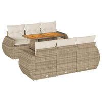 vidaXL Set Divani da Giardino 7 pz con Cuscini Beige in Polyrattan