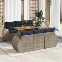 Set Divani da Giardino 7 pz con Cuscini Grigio in Polyrattan