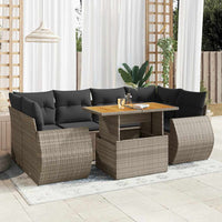 Set Divani da Giardino 7 pz con Cuscini Grigio in Polyrattan