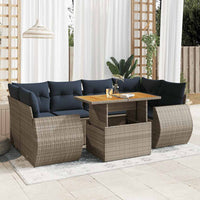 Set Divani da Giardino 7 pz con Cuscini Grigio in Polyrattan