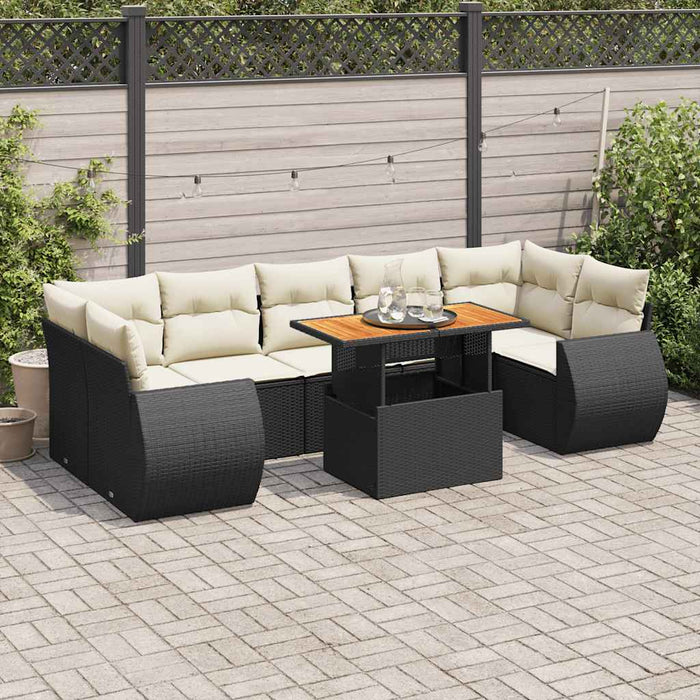 vidaXL Set Divani da Giardino con Cuscini 8 pz Nero in Polyrattan