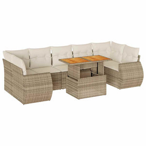 vidaXL Set Divano da Giardino 8 pz con Cuscini Beige in Polyrattan
