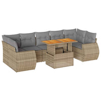 vidaXL Set Divano da Giardino 8 pz con Cuscini Beige in Polyrattan