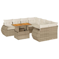 vidaXL Set Divano da Giardino 9 pz con Cuscini Beige in Polyrattan