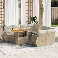 vidaXL Set Divano da Giardino 9 pz con Cuscini Beige in Polyrattan