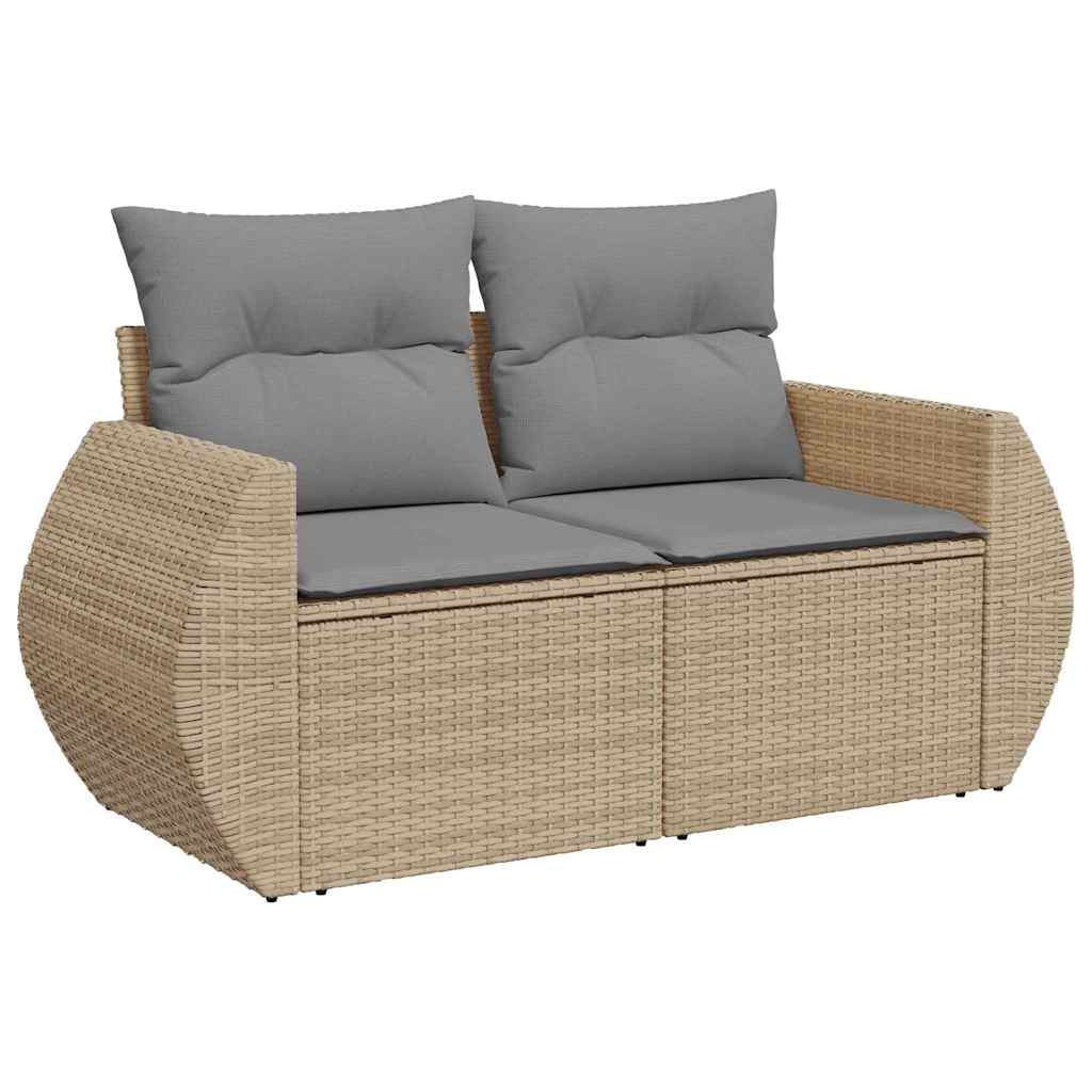 Set Divano da Giardino 9 pz con Cuscini Beige in Polyrattan 3327244