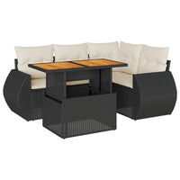 vidaXL Set Divani da Giardino 5 pz con Cuscini in Polyrattan Nero