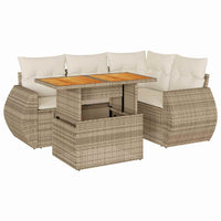 vidaXL Set Divano da Giardino 5 pz con Cuscini Beige in Polyrattan