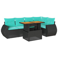 Set Divano da Giardino 6 pz con Cuscini Nero in Polyrattan 3327263