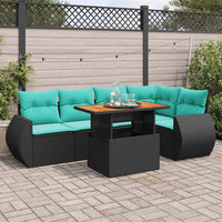 Set Divano da Giardino 6 pz con Cuscini Nero in Polyrattan 3327263
