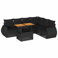 vidaXL Set Divani da Giardino con Cuscini 7pz Nero Polyrattan