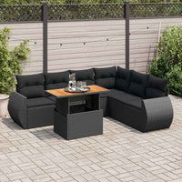 vidaXL Set Divani da Giardino con Cuscini 7pz Nero Polyrattan