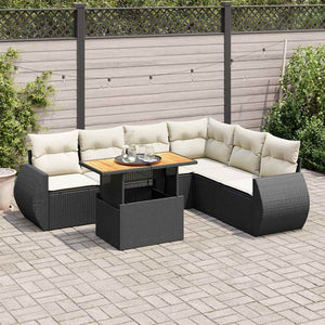 vidaXL Set Divani da Giardino con Cuscini 7pz Nero Polyrattan