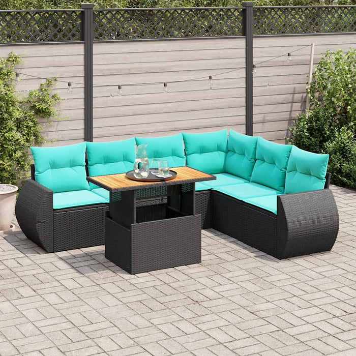 Set Divani da Giardino con Cuscini 7pz Nero Polyrattan 3327270