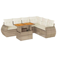 Set Divani da Giardino 7 pz con Cuscini Beige in Polyrattan 3327271