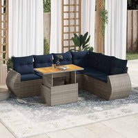 vidaXL Set Divani da Giardino 7 pz con Cuscini Grigio in Polyrattan