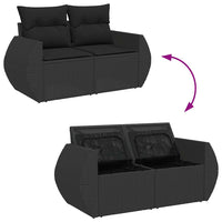 vidaXL Set Divani da Giardino 9 pz con Cuscini Nero in Polyrattan
