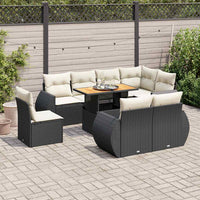 vidaXL Set Divani da Giardino 9 pz con Cuscini Nero in Polyrattan