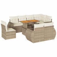 Set Divano da Giardino 9 pz con Cuscini Beige in Polyrattan 3327278