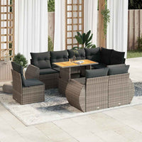 vidaXL Set Divano da Giardino 9 pz con Cuscini Grigio in Polyrattan
