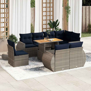 vidaXL Set Divano da Giardino 9 pz con Cuscini Grigio in Polyrattan