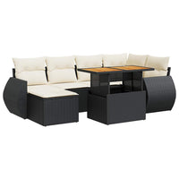 vidaXL Set Divani da Giardino con Cuscini 7pz Nero Polyrattan