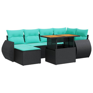 Set Divani da Giardino con Cuscini 7pz Nero Polyrattan 3327284