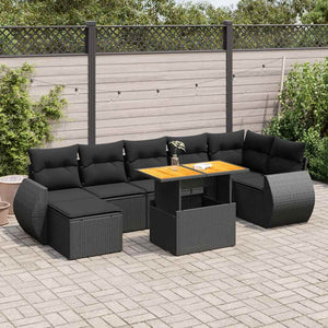 vidaXL Set Divani da Giardino con Cuscini 8 pz Nero in Polyrattan