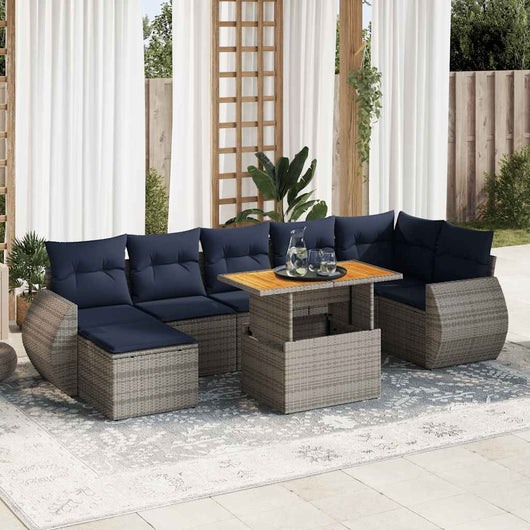 vidaXL Set Divano da Giardino 8 pz con Cuscini Grigio in Polyrattan