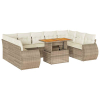 Set Divano da Giardino 10 pz con Cuscini Beige in Polyrattan 3327306