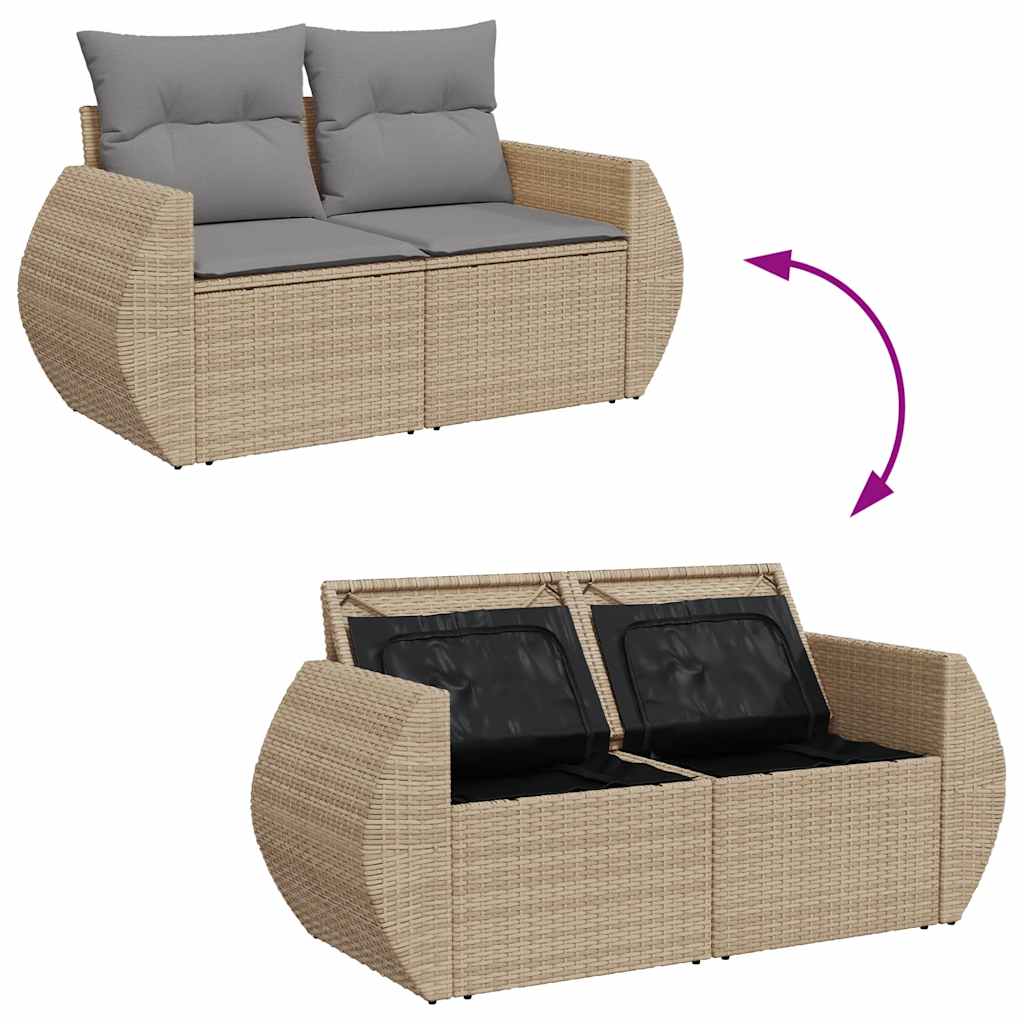 vidaXL Set Divano da Giardino 10 pz con Cuscini Beige in Polyrattan