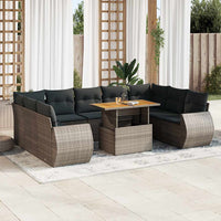 Set Divano da Giardino 10 pz con Cuscini Grigio in Polyrattan