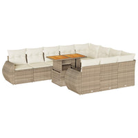 vidaXL Set Divani da Giardino 11 pz con Cuscini Beige in Polyrattan