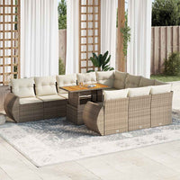 Set Divani da Giardino 11 pz con Cuscini Beige in Polyrattan 3327313