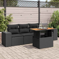 Set Divani da Giardino 5 pz con Cuscini in Polyrattan Nero