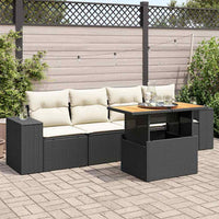 vidaXL Set Divani da Giardino 5 pz con Cuscini in Polyrattan Nero