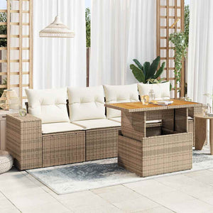 Set Divano da Giardino 5 pz con Cuscini Beige in Polyrattan 3327320