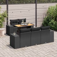 vidaXL Set Divano da Giardino 6 pz con Cuscini Nero in Polyrattan