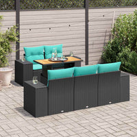 Set Divano da Giardino 6 pz con Cuscini Nero in Polyrattan 3327326