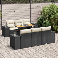 vidaXL Set Divani da Giardino con Cuscini 7pz Nero Polyrattan