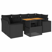 vidaXL Set Divani da Giardino con Cuscini 7pz Nero Polyrattan
