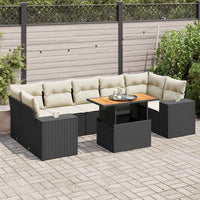 vidaXL Set Divani da Giardino con Cuscini 8 pz Nero in Polyrattan